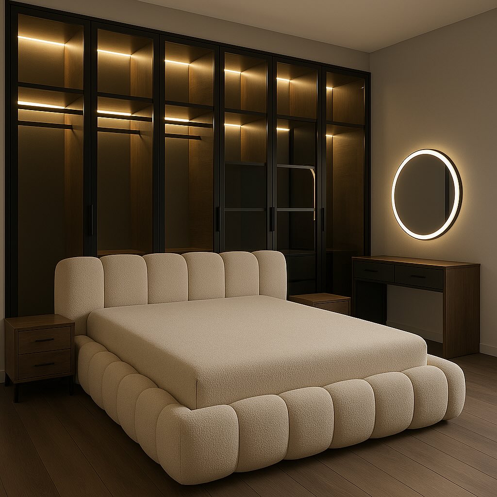 Caramel Boucle Bubble Bed