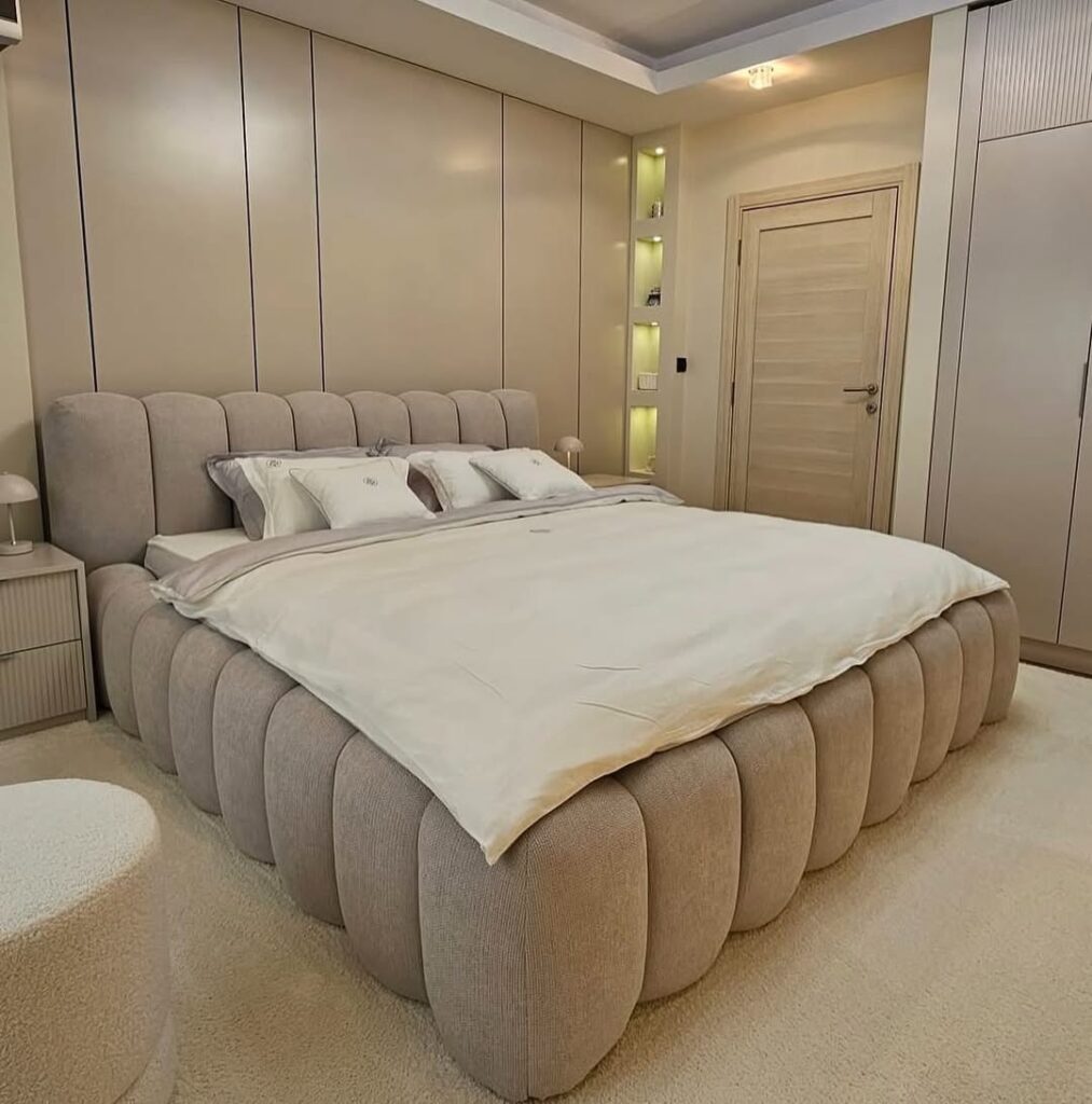 Channeled Taupe Bubble Bed