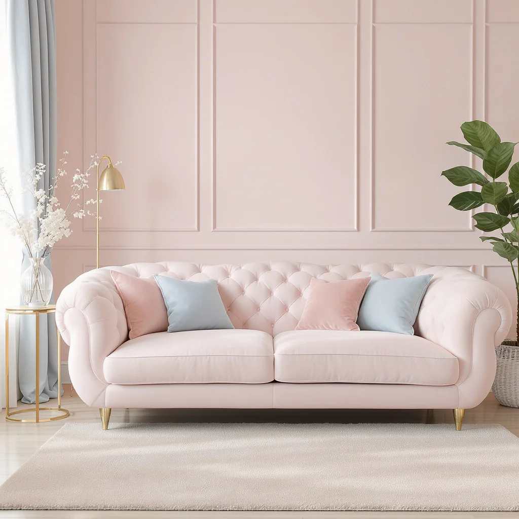 Elegant Cloud Sofa in Soft Pastel Living Room