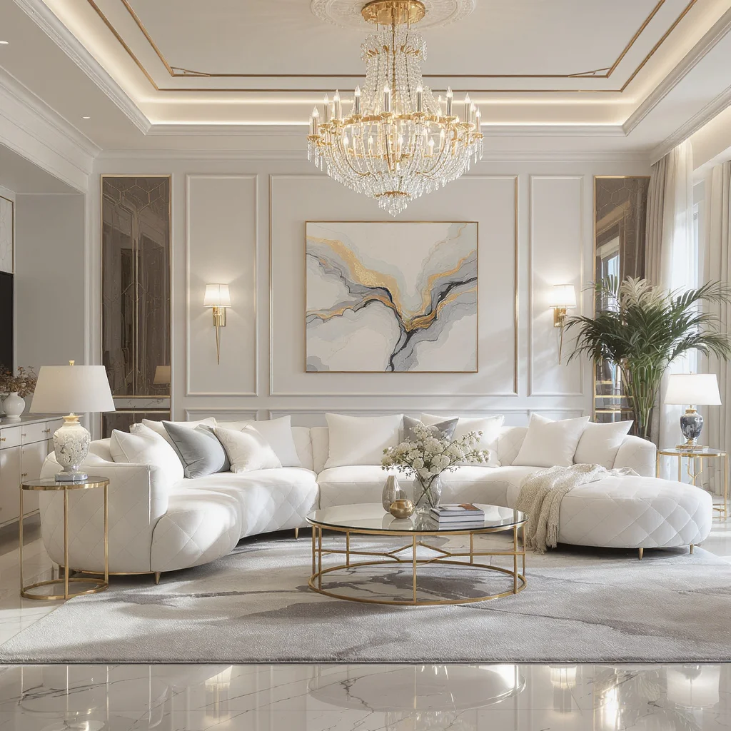 Luxury Cloud Sectional with Gold Accents