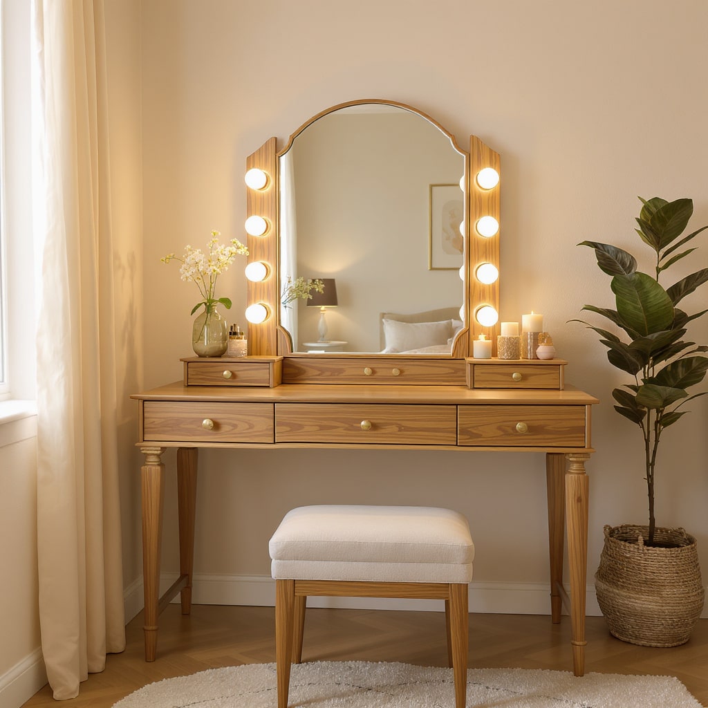 Mixed Wood + Glam Trend Vanity