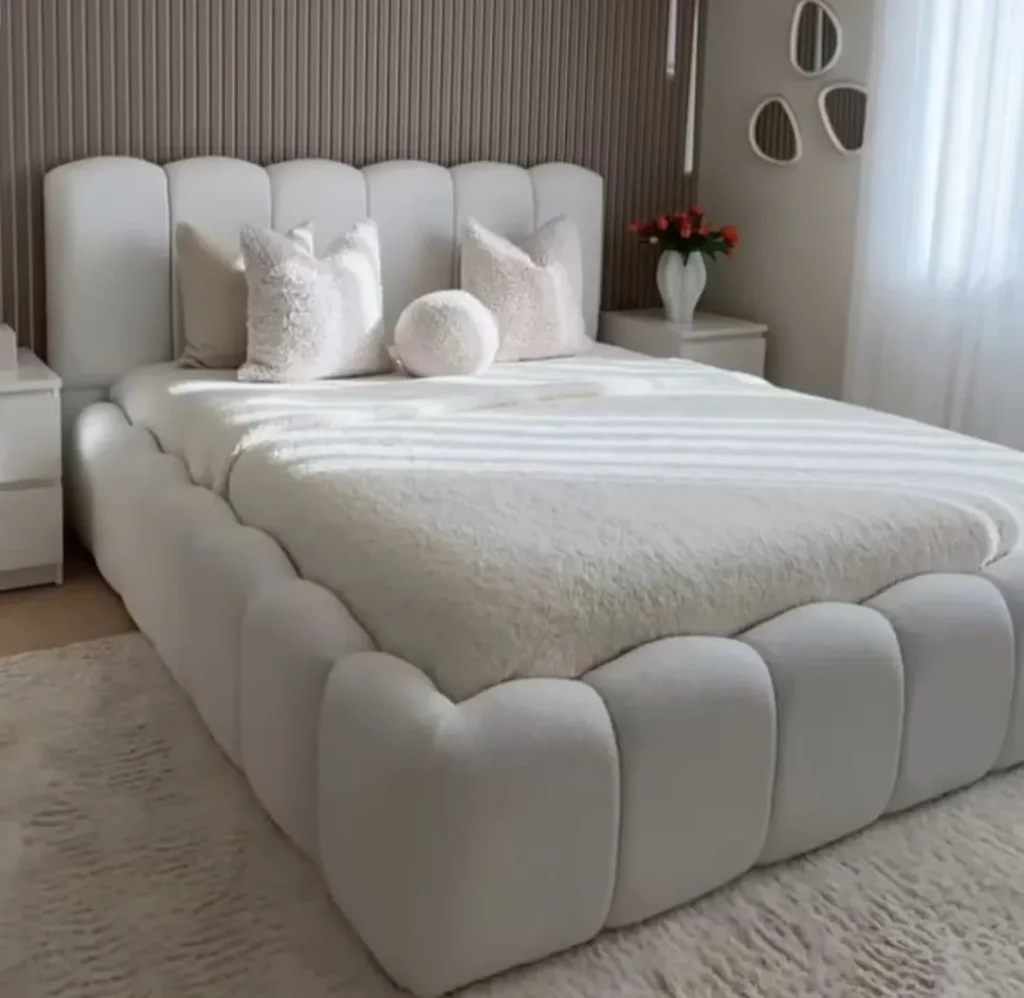 White Rounded Cushion Bubble Bed