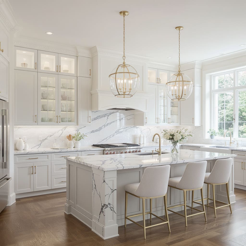 Bright Marble Luxe Kitchen