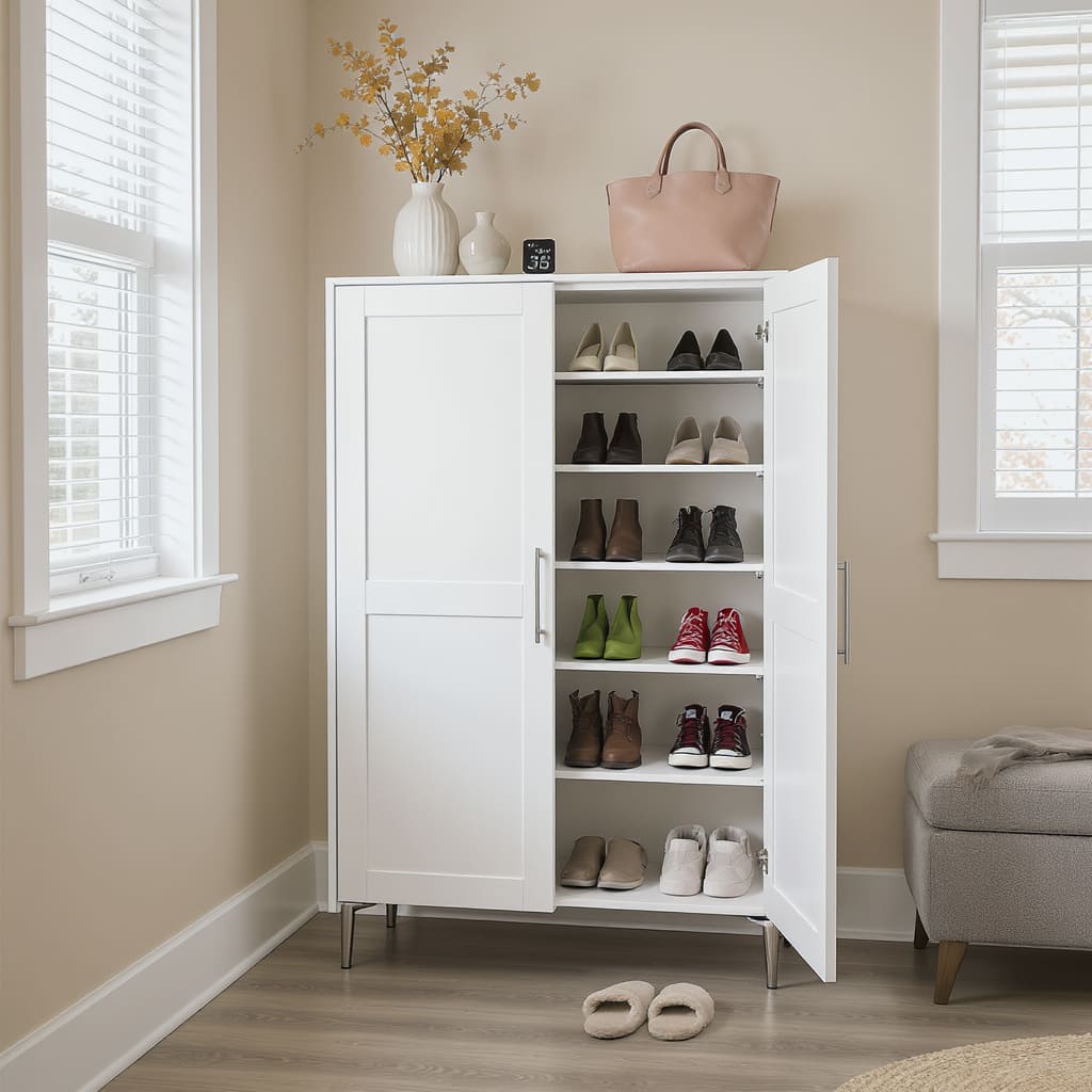 Bright White Entry Shoe Cabinet