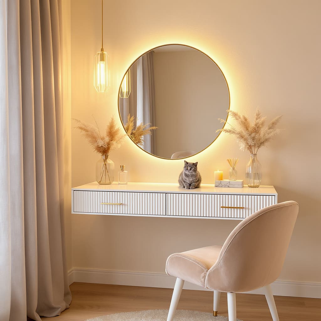 Cozy Glow Floating Vanity Corner