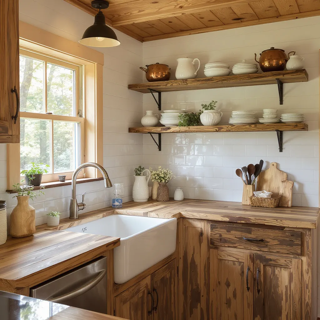 Farmhouse Tiny Cabin Kitchen