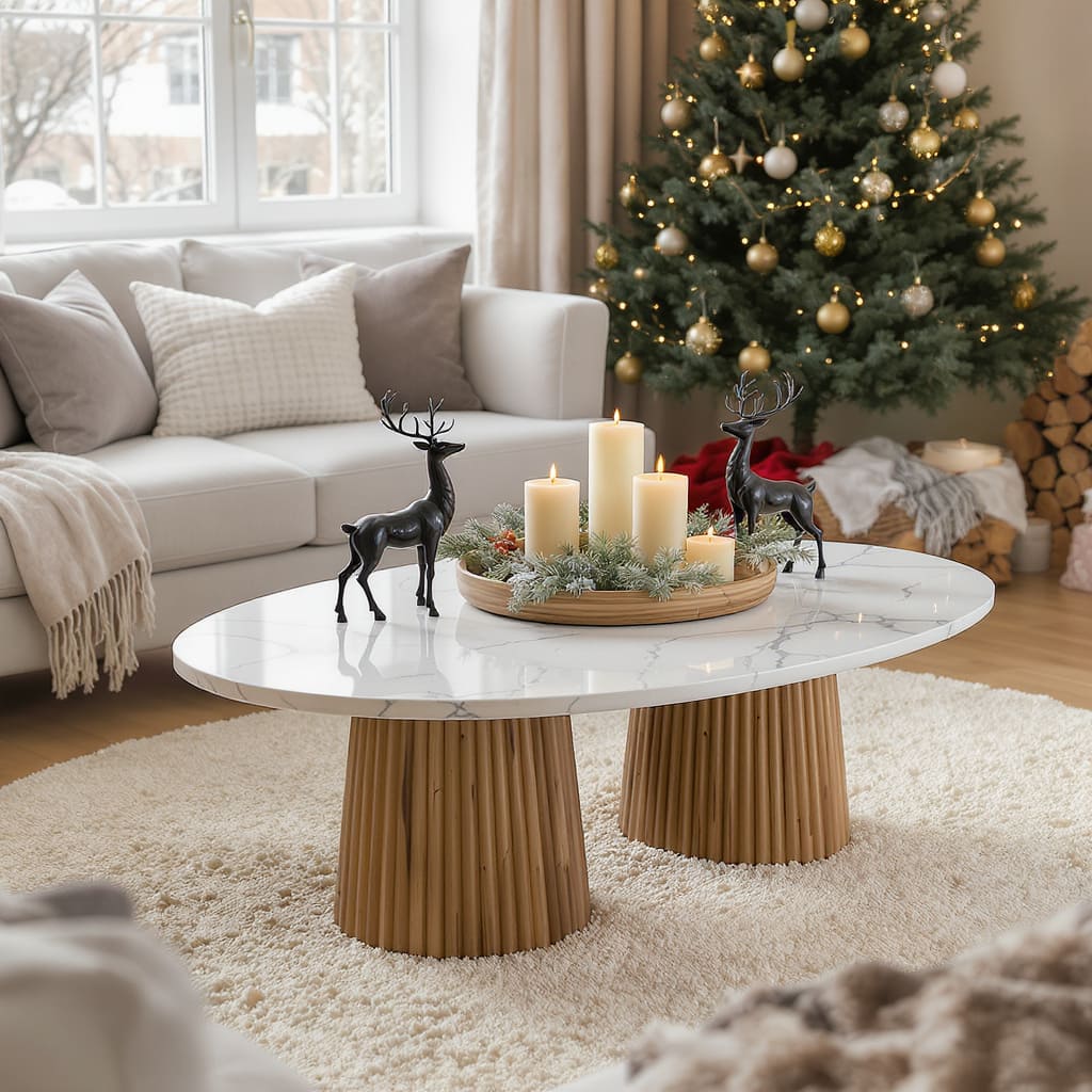 Festive Fluted Marble Centre Table