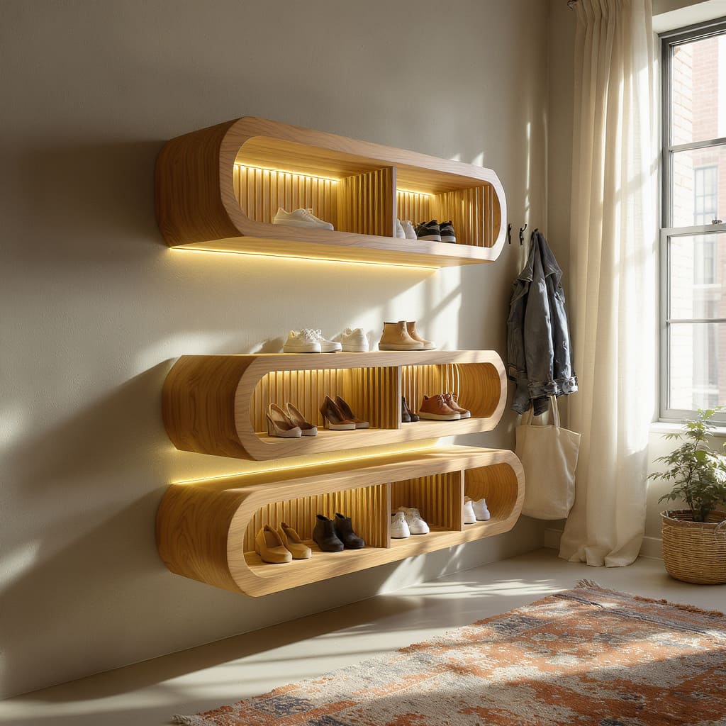 Floating Capsule Shoe Shelves