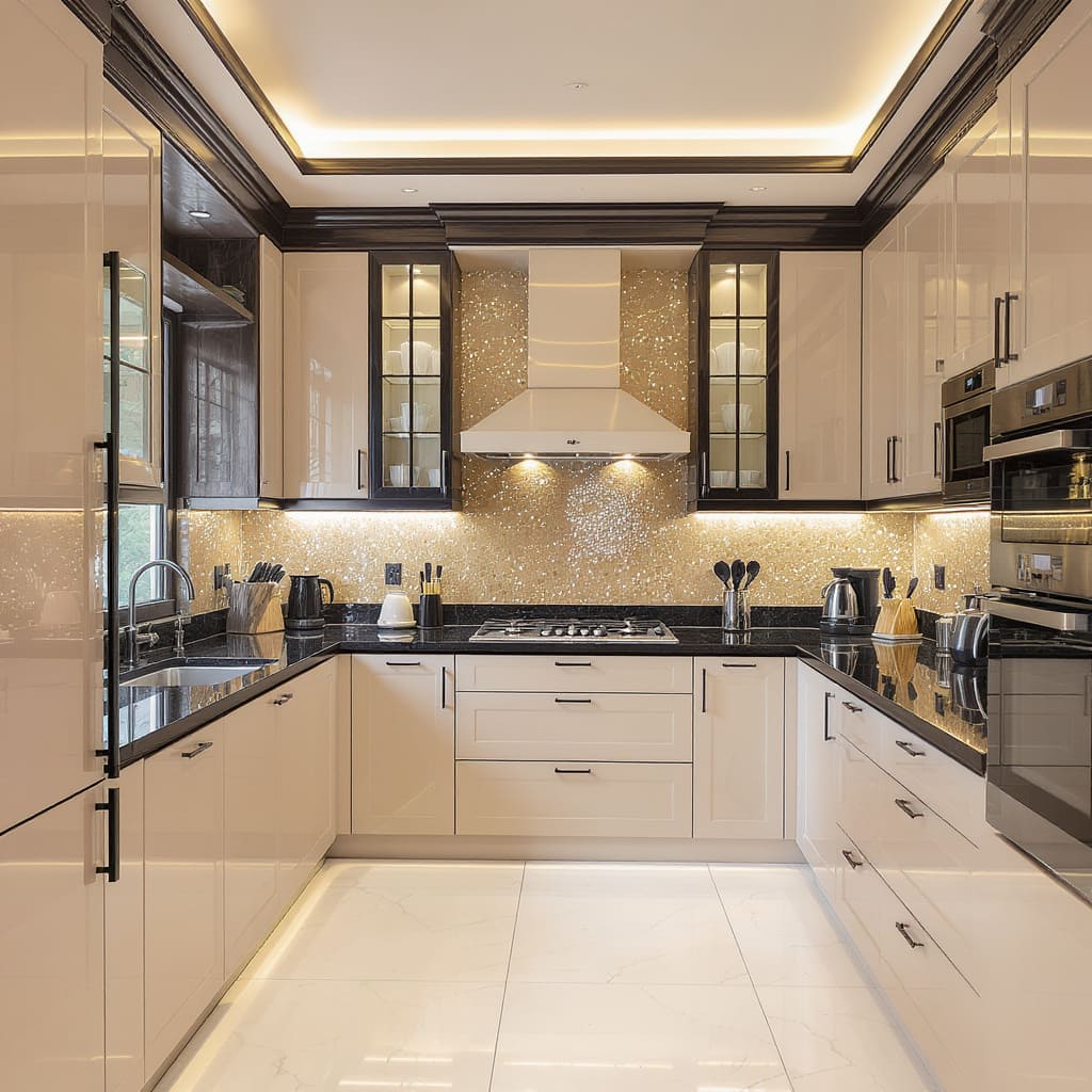 Glossy Beige Spark Kitchen