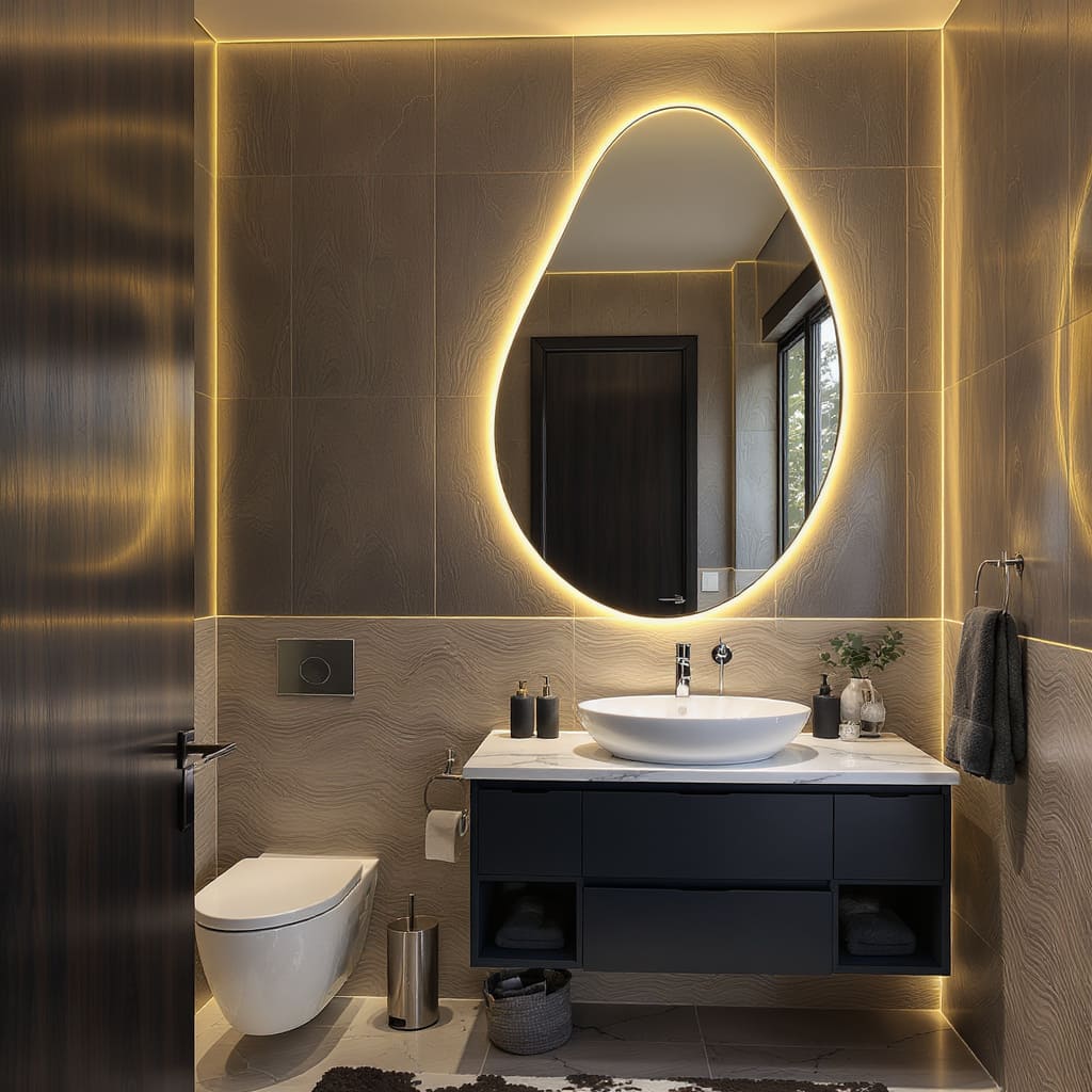 Golden Teardrop Glow Mirror