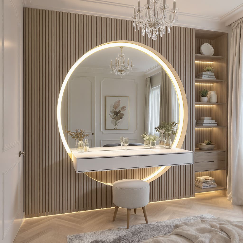 Half-Moon Cut-Out Vanity Wall Mirror