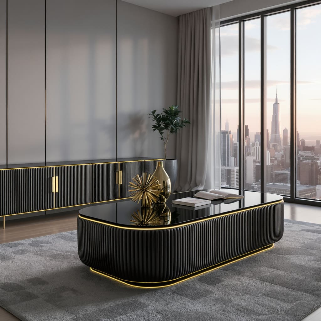 Luxe LED Ribbed Centre Table