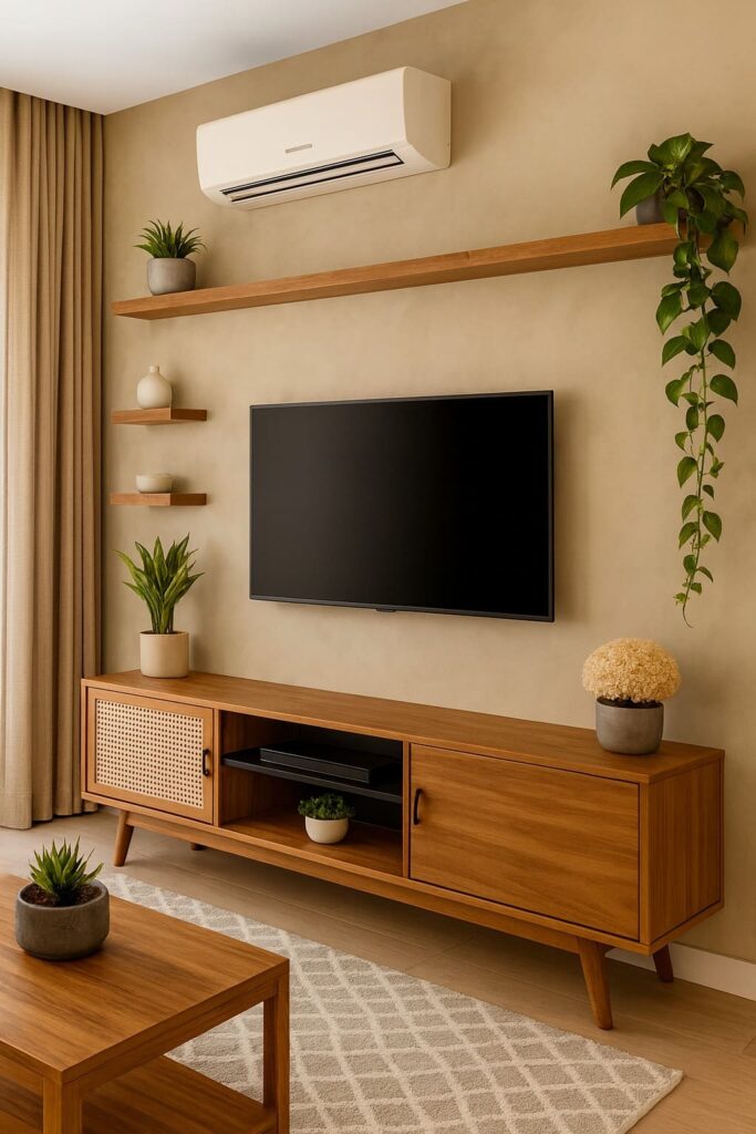 Mid-Century Warm Wood TV Console