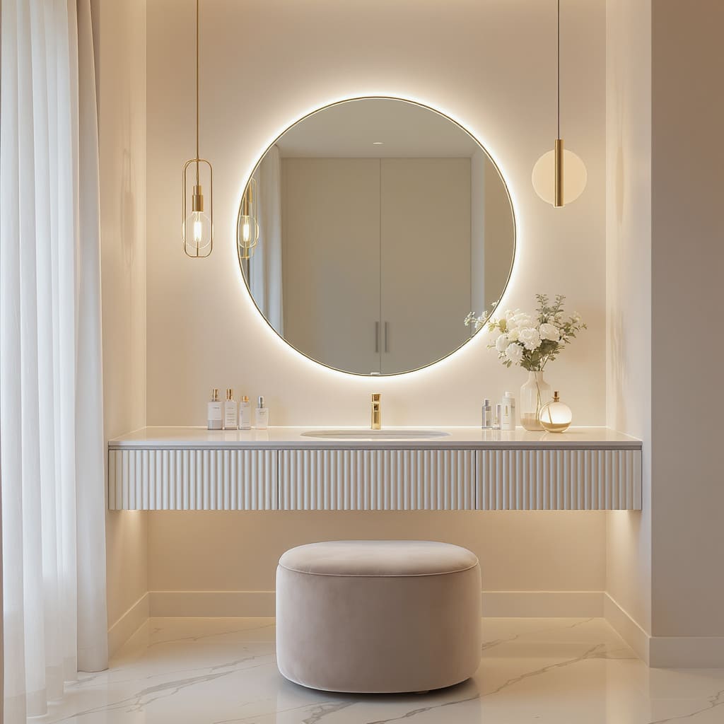 Minimalist Round Glow Vanity Station