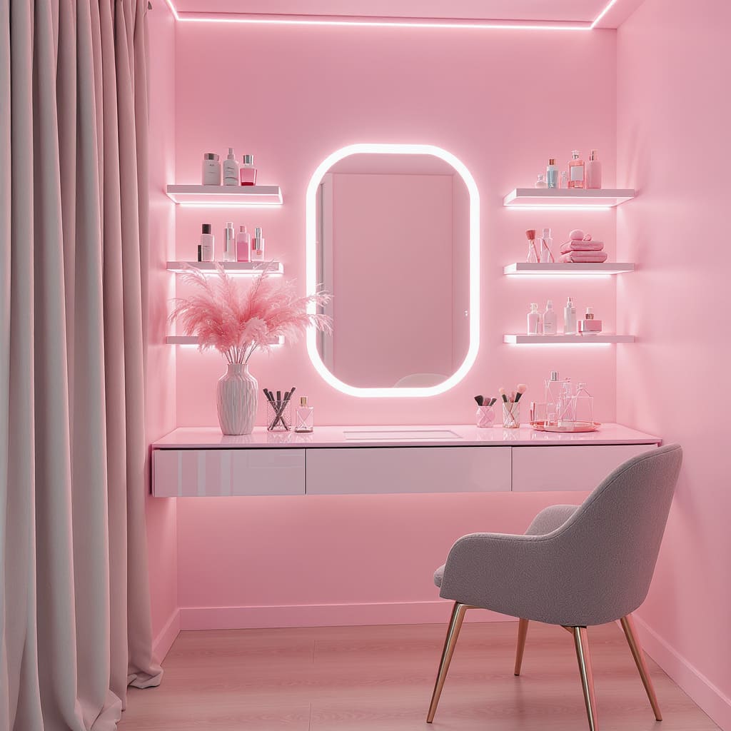 Neon Pink Glam Vanity Nook
