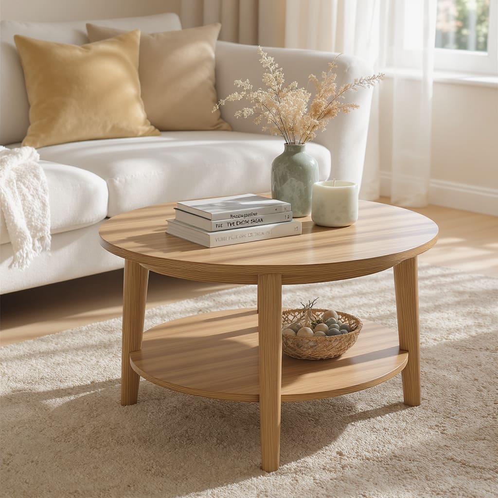 Scandi Round Wood Centre Table