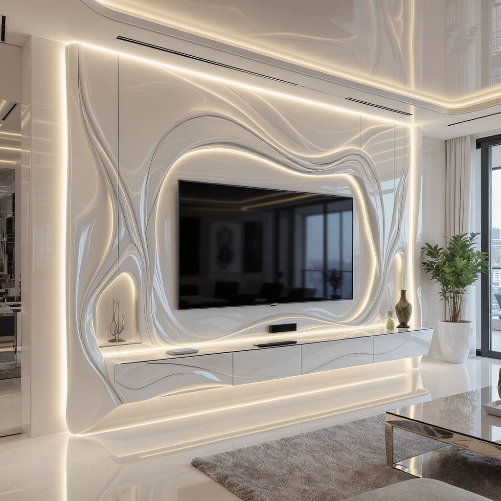 Sculpted Wave Gloss TV Console