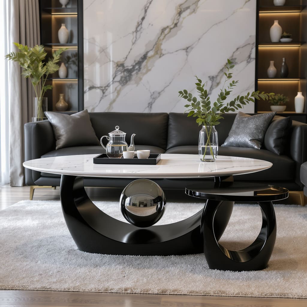 Sculptural Marble Centre Table Set