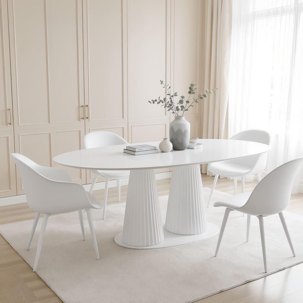 Serene White Pedestal Dining Table