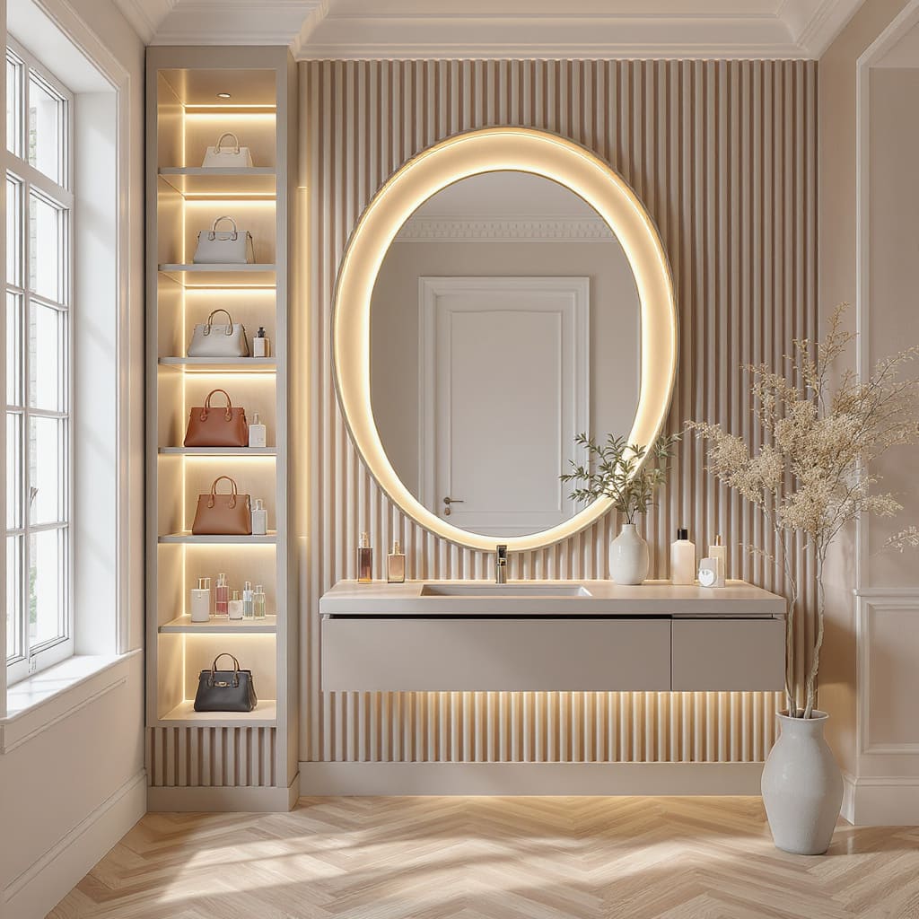 Showcase Glow Oval Mirror Vanity
