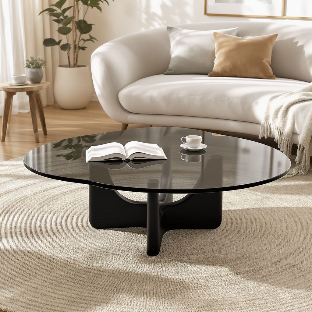 Smoked Glass Organic Centre Table