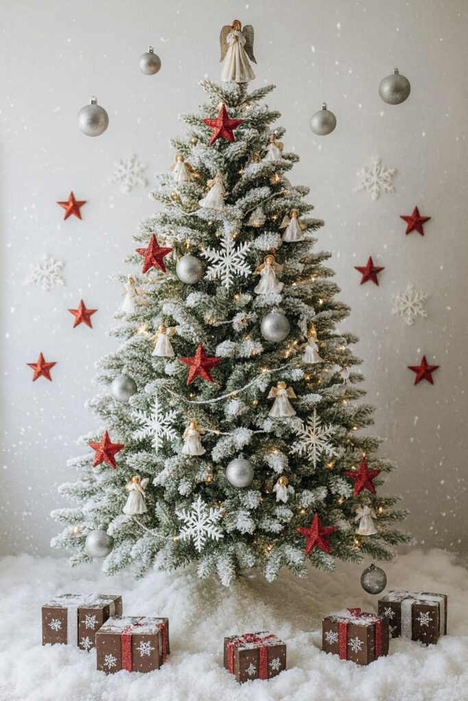 Snow Angel Flocked Christmas Tree