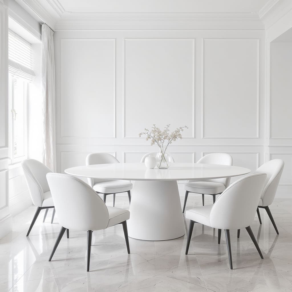 Soft White Oval Gallery Dining Table