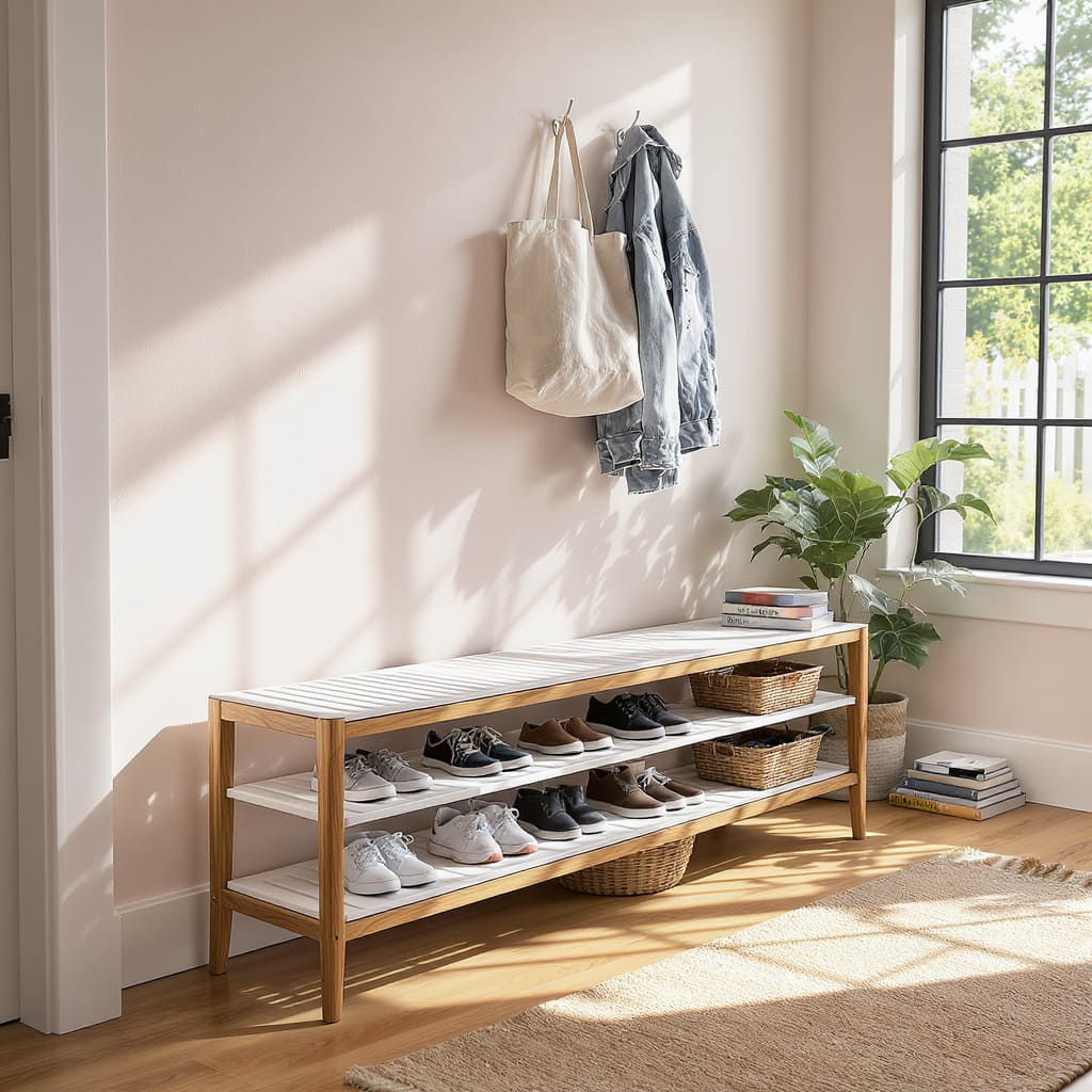 Sunny Entryway Shoe Bench