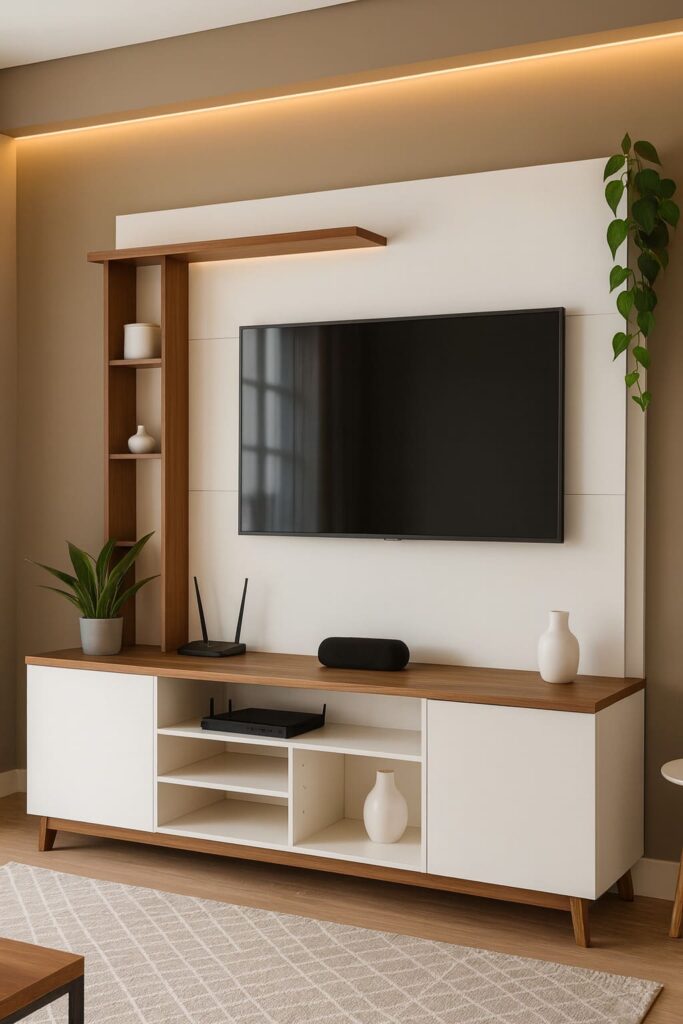 Two-Tone Modern Wood Frame TV Console
