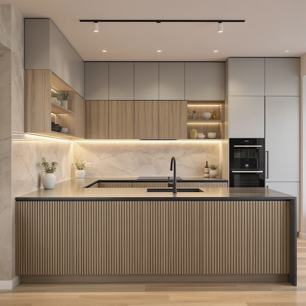 Warm Contemporary Minimal Kitchen