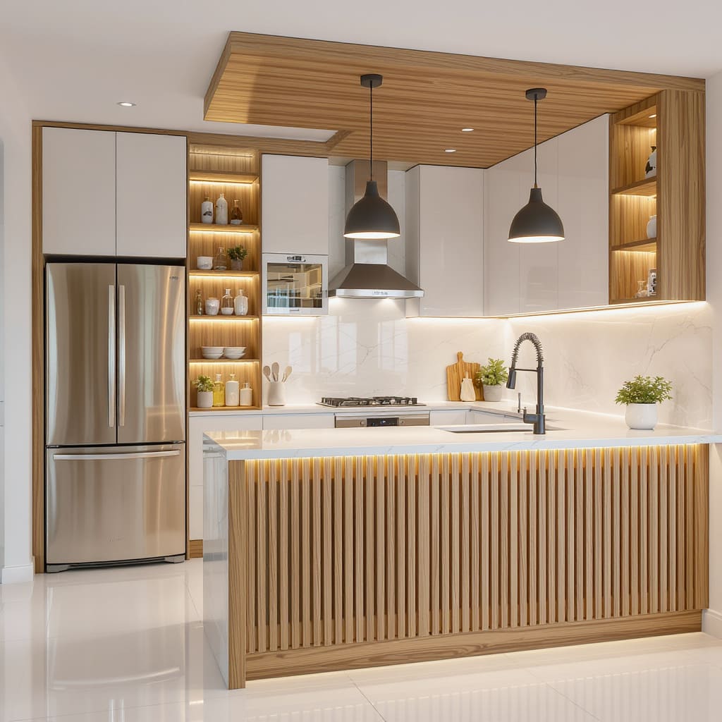 Warm Wood Accent Kitchen