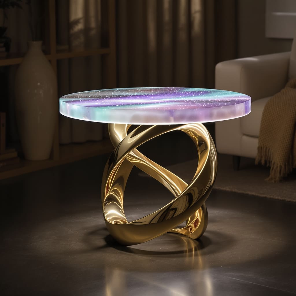 Aurora Glow Sculptural Side Table
