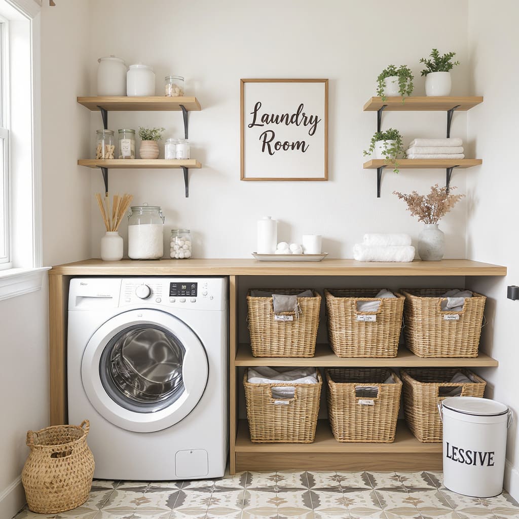 Boho Basket Laundry Nook