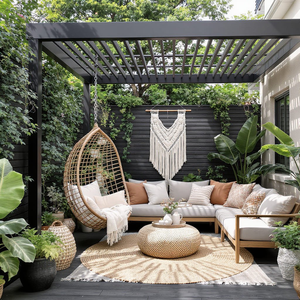 Boho Pergola Patio Lounge