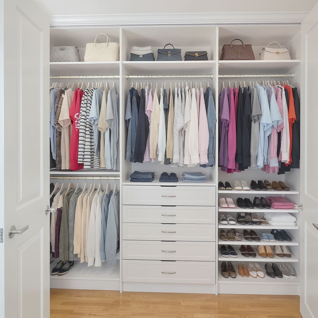 Boutique Style Closet With Shoe Wall