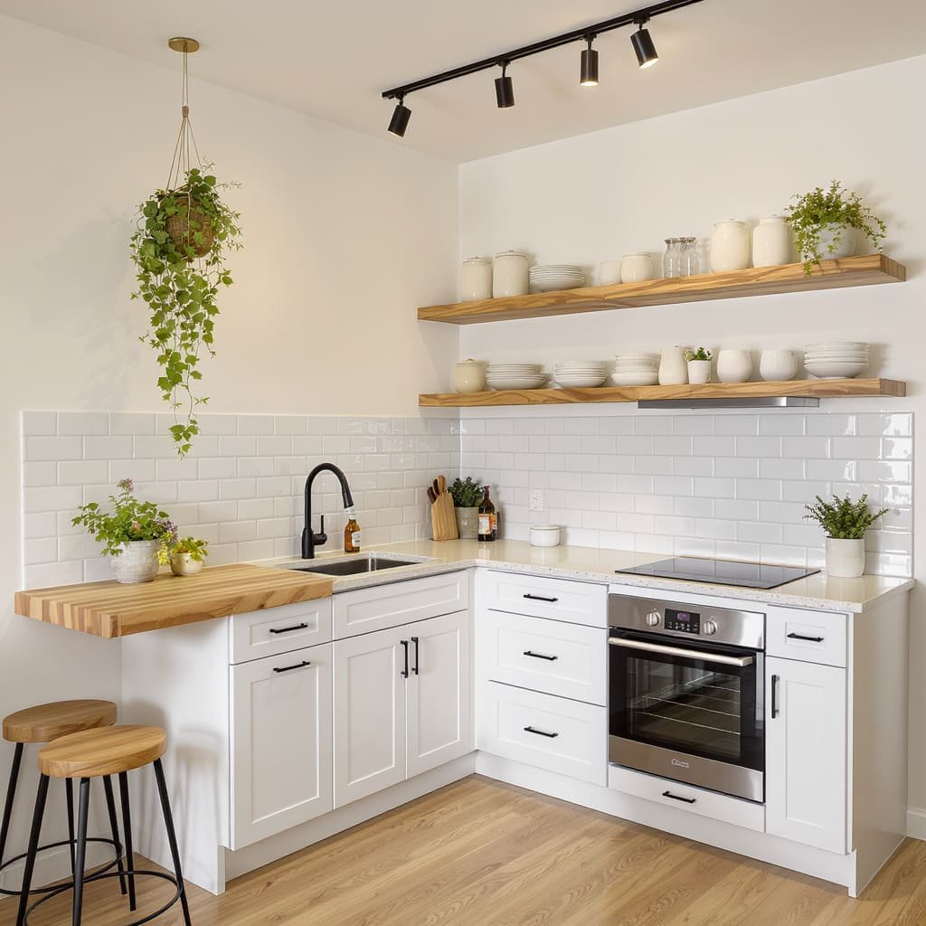 Bright L shaped Small Kitchen