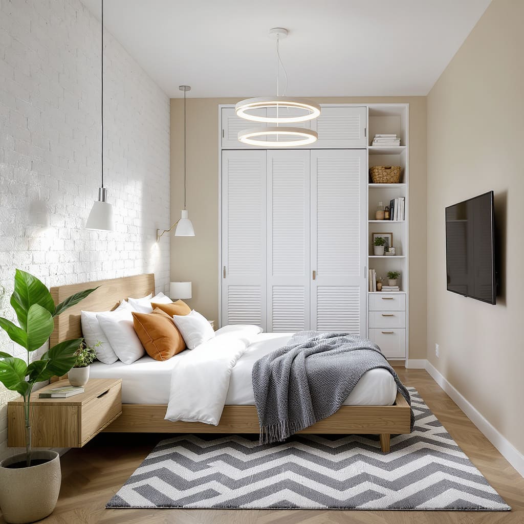 Chic Small Bedroom With Built In Storage