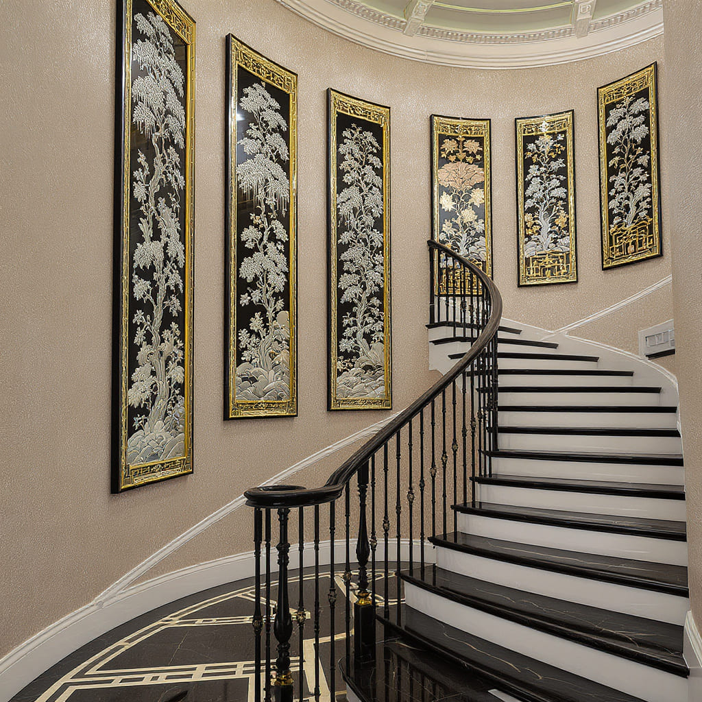 Chinoiserie Panel Gallery Stairway Wall Decor