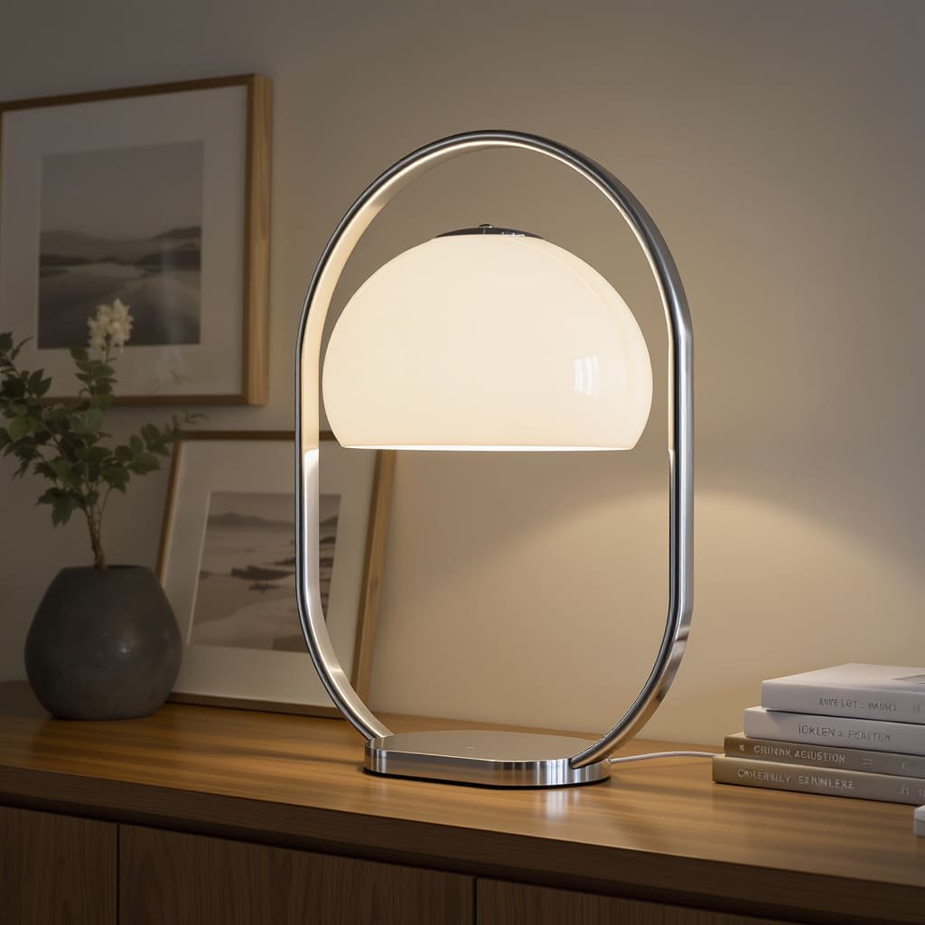 Chrome Arch Dome Table Lamp