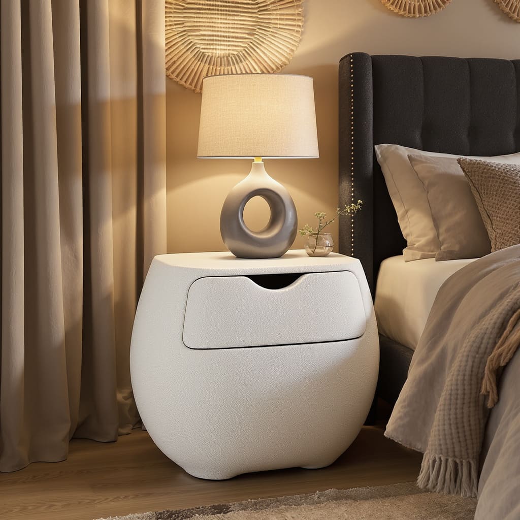 Cocoon Glow Sculptural Bedside Table