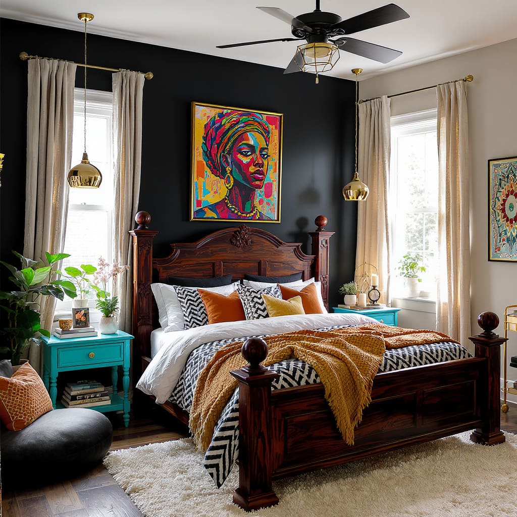 Colorful Eclectic Small Bedroom
