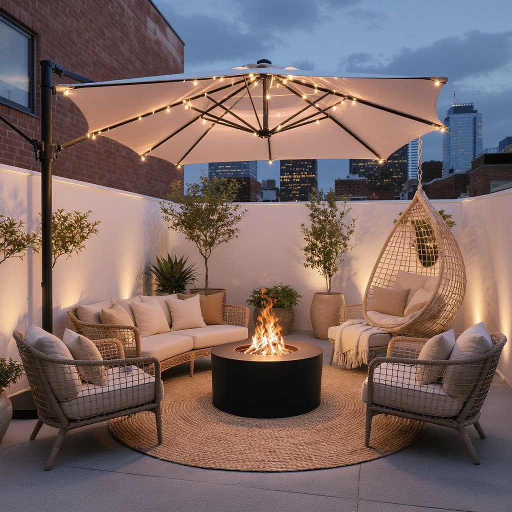 Cozy Rooftop Fire Pit Retreat