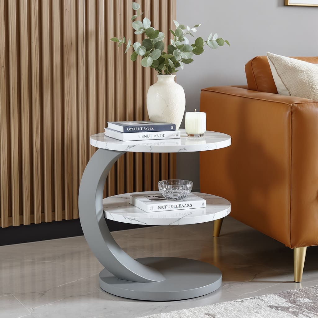 Curved Marble C Side Table