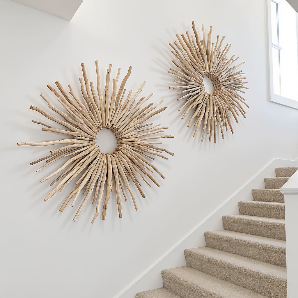 Driftwood Sunburst Stairway Wall Decor