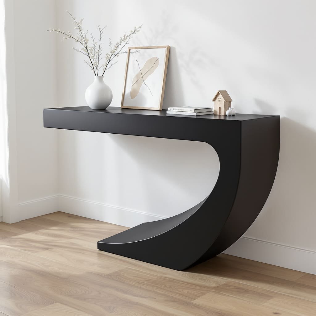 Floating Curve Base Black Console Table