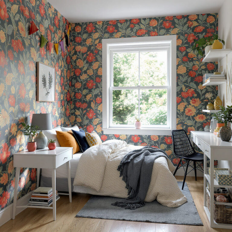 Floral Feature Very Small Bedroom
