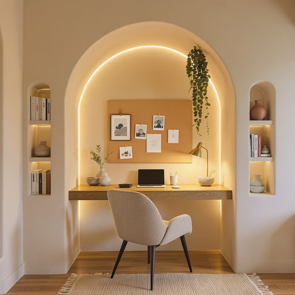 Glowing Arch Nook Workspace