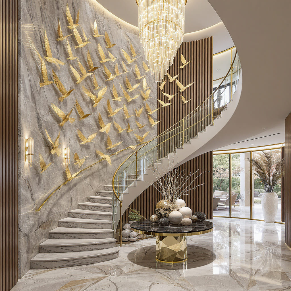 Golden Flight Stairway Wall Decor
