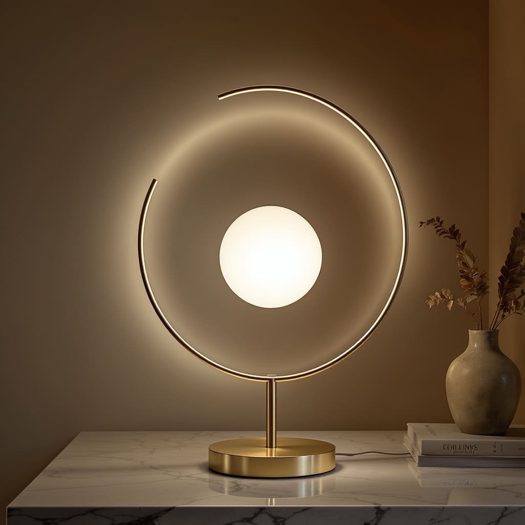 Halo Orb Brass Table Lamp