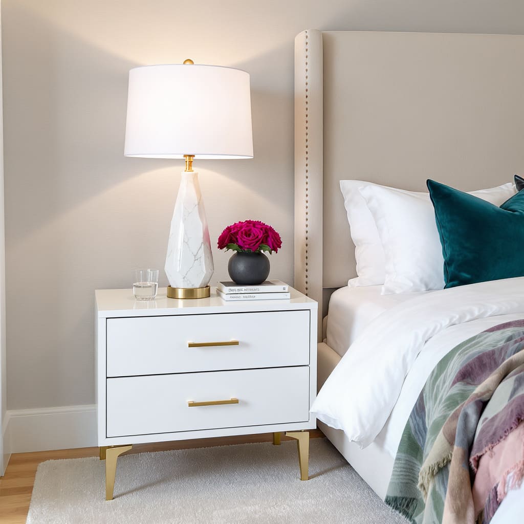 Luxe Two Drawer Bedside Table
